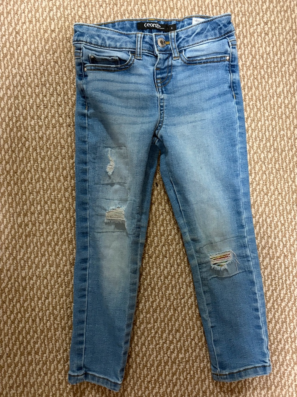 George girls size 4T Light Blue Ripped Kids Jeans